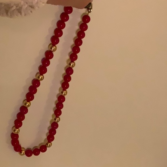 Vintage Napier Red & Gold-Tone Bead Necklace - Picture 5 of 7